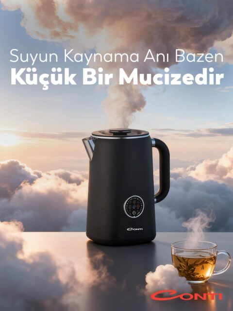 Suyun kaynama anı, bazen günün en huzurlu mucizesidir. ☁️☕ 
Gökyüzü kadar ferah, bulutlar kadar yumuşak bir mola için Conti CK-300 Therma Su Isıtıcı Kettle her an yanınızda. Favori çayınızı demleyin ve anın tadını çıkarın.
#Conti #ContiHepSeninle