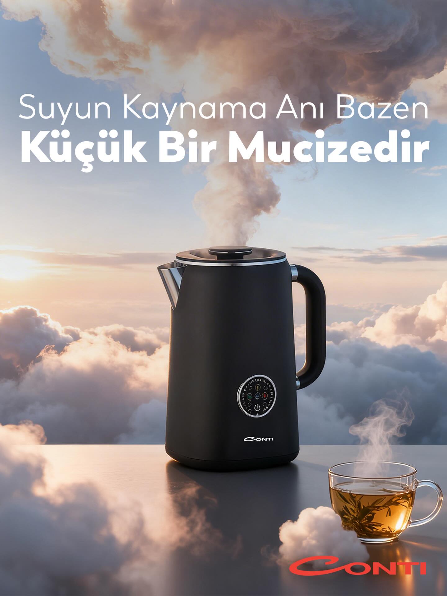 Suyun kaynama anı, bazen günün en huzurlu mucizesidir. ☁️☕ 
Gökyüzü kadar ferah, bulutlar kadar yumuşak bir mola için Conti CK-300 Therma Su Isıtıcı Kettle her an yanınızda. Favori çayınızı demleyin ve anın tadını çıkarın.
#Conti #ContiHepSeninle