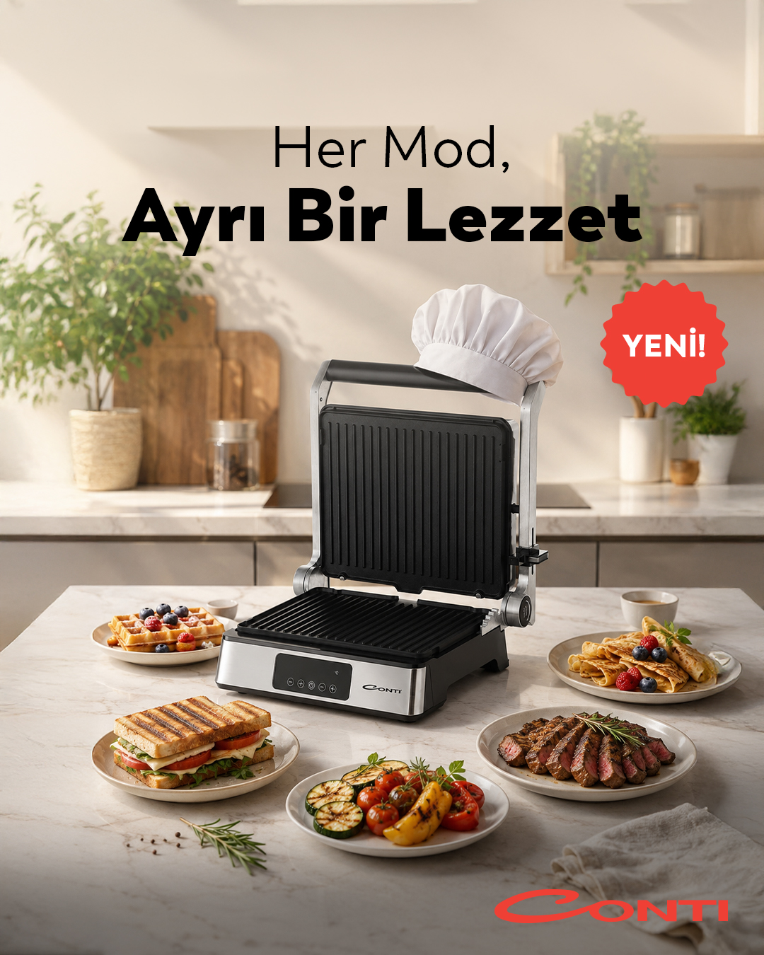 🥪 Şık tasarım, pratik kullanım ve lezzet bir arada.
4 dilim kapasitesi, dokunmatik LED ekranı, dijital sıcaklık kontrolü ve 180° açılabilen gövdesiyle Vero Gusto; tost ve ızgara keyfini yeni bir seviyeye taşıyor.
Mutfağınızın yeni yardımcısı çok yakında Conti'de.
#ContiVeroGusto #IzgaraVeTost #MutfaktaKolaylık #Yakında