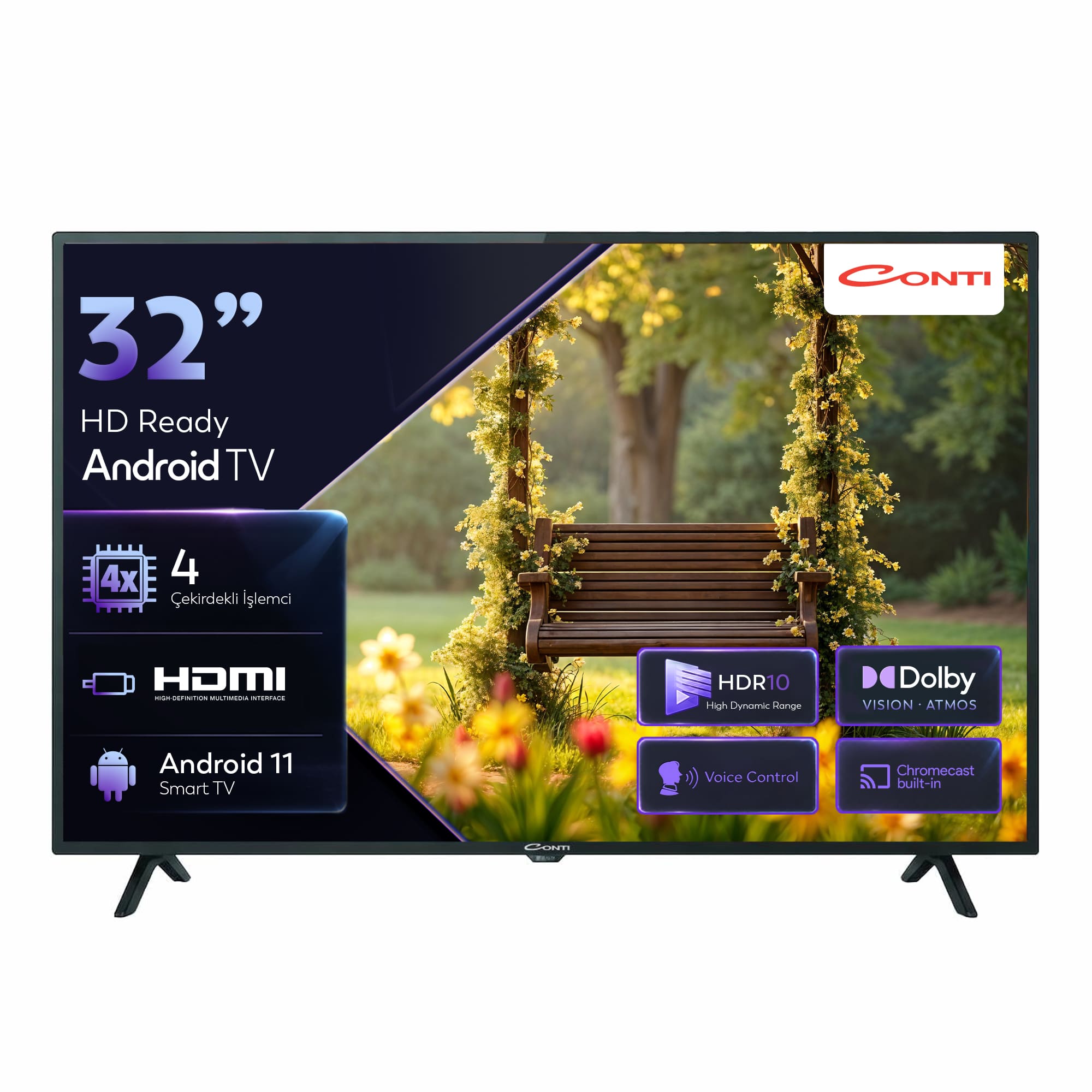 32”-HD-Ready-Android-TV-(CT32AN300H)-RV3 Conti CT32AN300H 32" HD Android Tv - Görsel 1