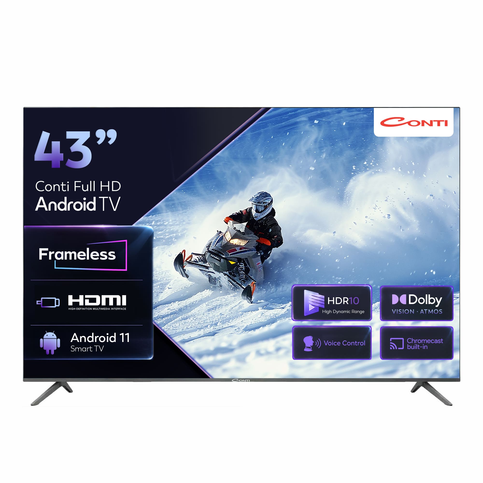 43”-Full-HD-Android-TV-(CT43AN300F)-RV2 Conti CT43AN300F 43" Full HD Frameless Android Tv - Görsel 1