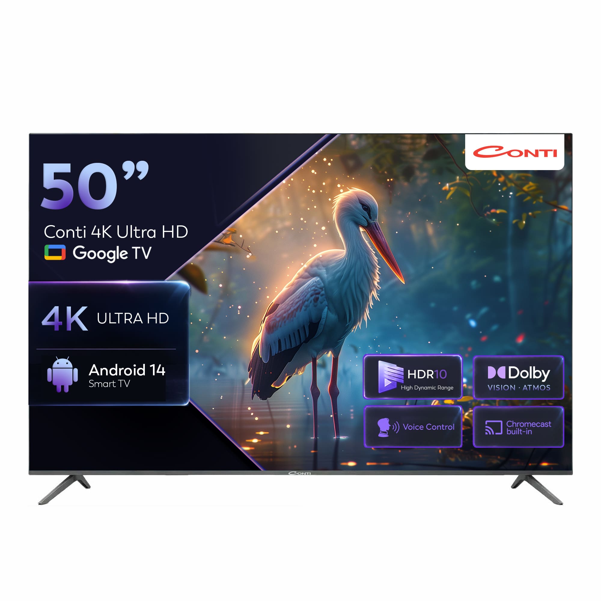50”-4K-Ultra-HD-Google-TV-(CT50GT300U)-RV1 Conti CT50GT300U 50" 4K UHD Frameless Google Tv - Görsel 1