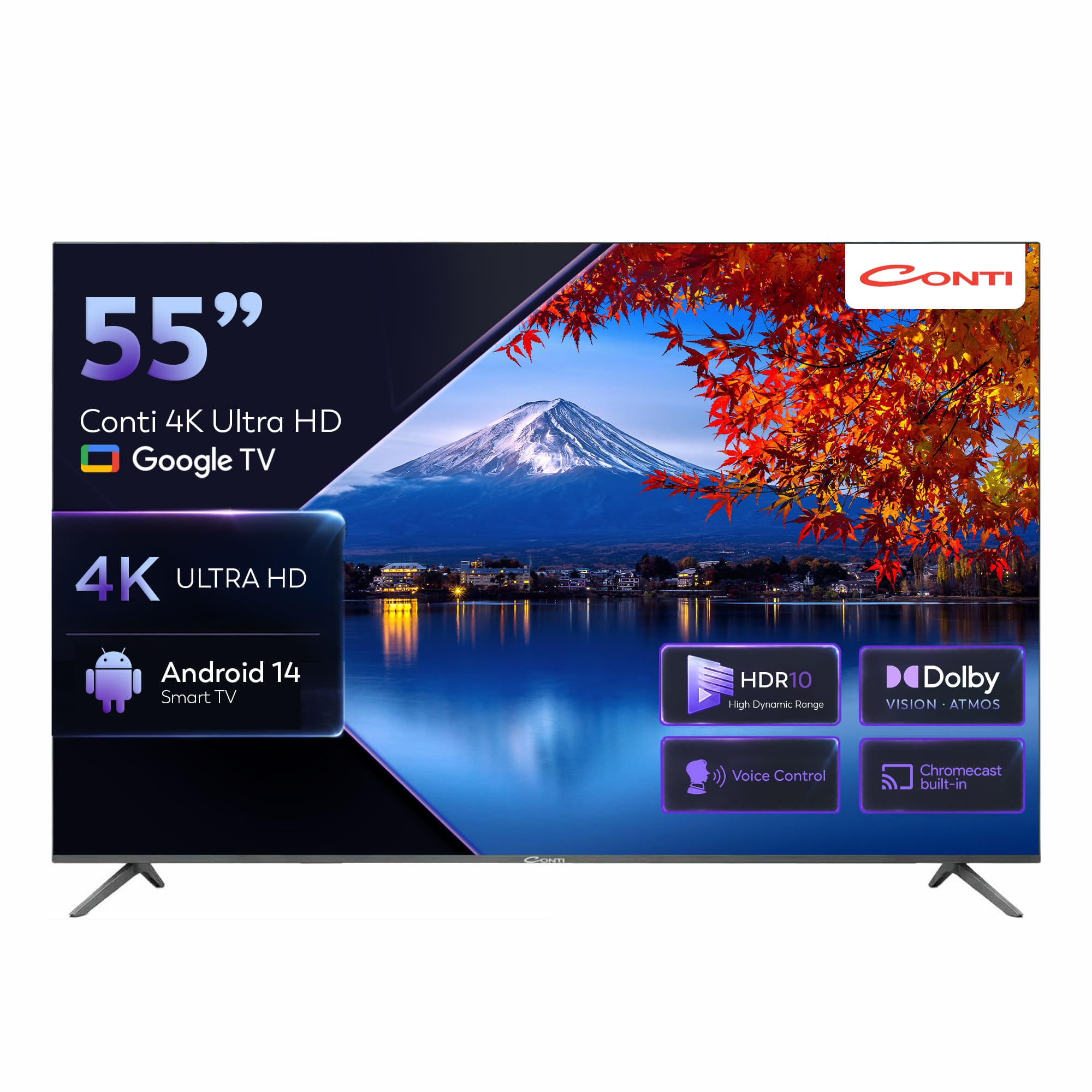 55”-4K-Ultra-HD-Google-TV-(CT55GT300U)-RV1 Conti CT55GT300U 55" 4K UHD Frameless Google Tv - Görsel 1