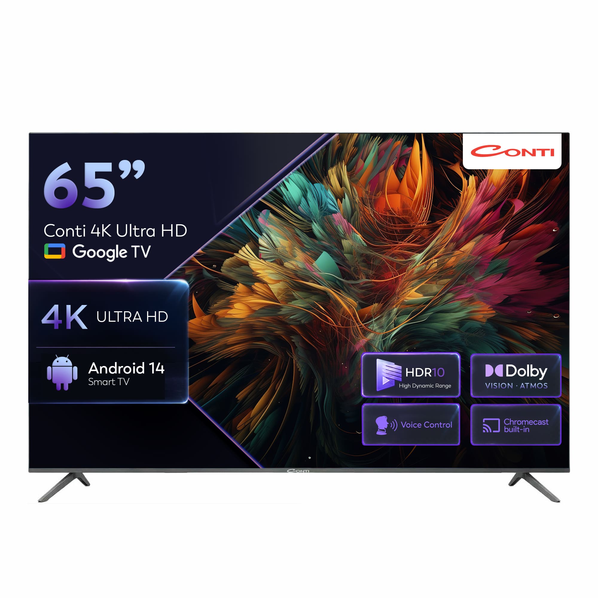 65”-4K-Ultra-HD-Google-TV-(CT65GT300U)RV1 Conti CT65GT300U 65" 4K UHD Frameless Google Tv - Görsel 1
