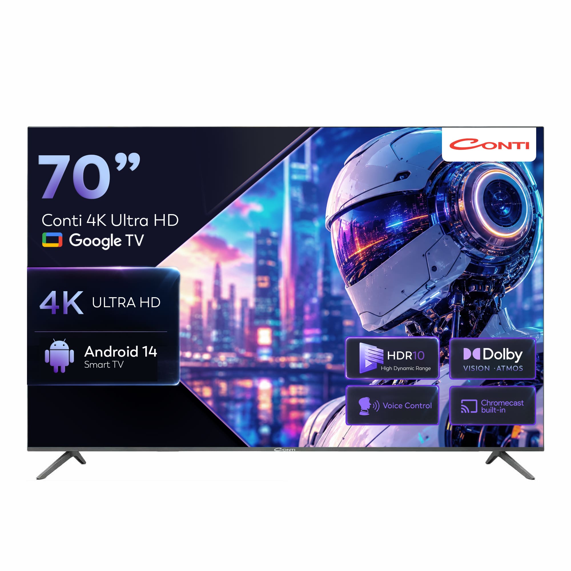 70”-4K-Ultra-HD-Google-TV-(CT70GT300U)-Rv1 Conti CT70GT300U 70" 4K UHD Frameless Google Tv - Görsel 1