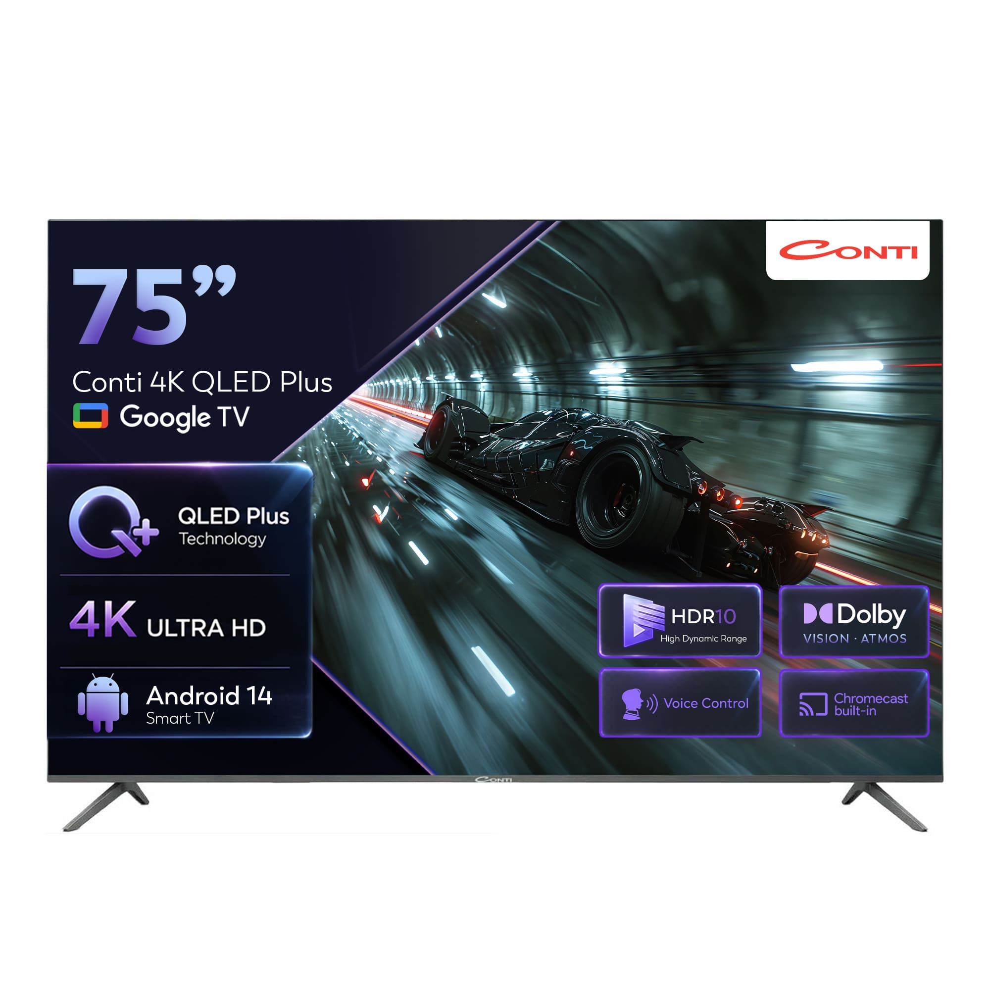 75”-4K-QLED-Plus-Google-TV-(CT75OG300U)rv1 Conti CT75OG300U 75" 4K QLED PLUS UHD Frameless Google Tv - Görsel 1
