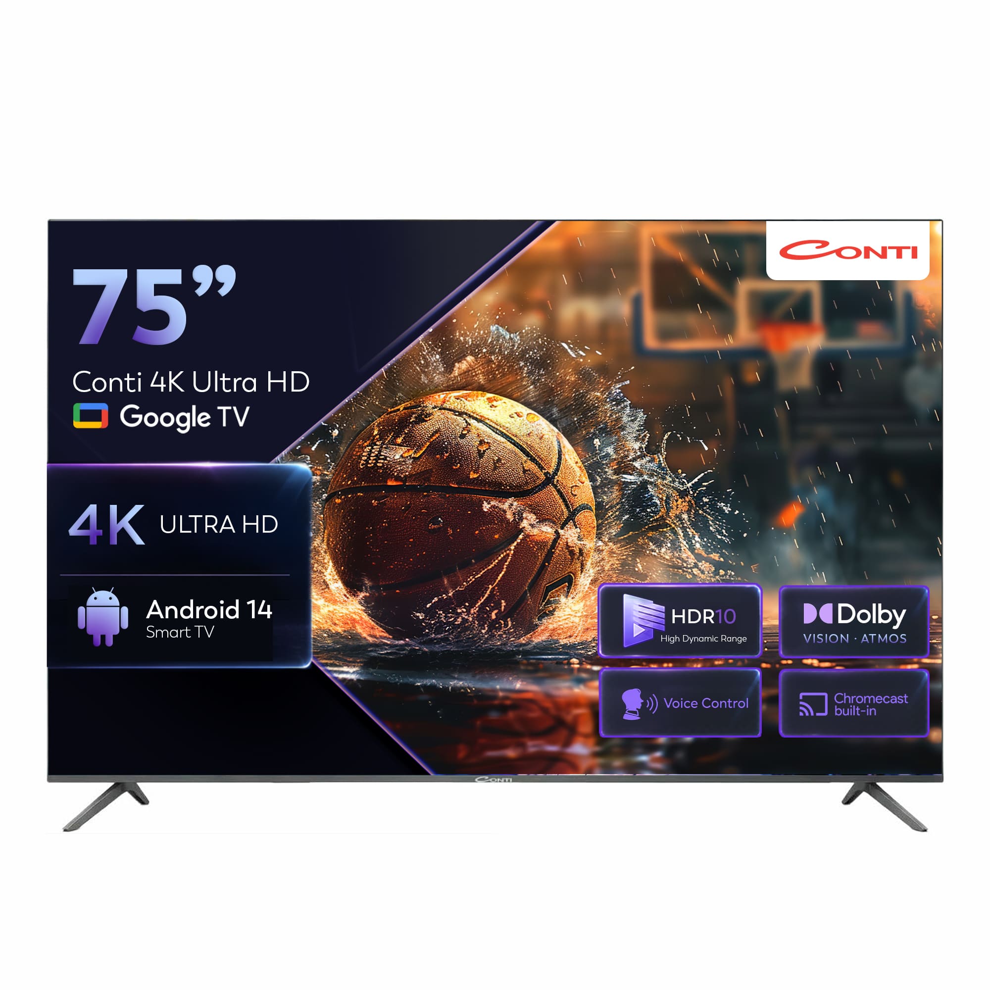 75”-4K-Ultra-HD-Google-TV-(CT75GT300U)rv1 Conti CT75GT300U 75" 4K UHD Frameless Google Tv - Görsel 1