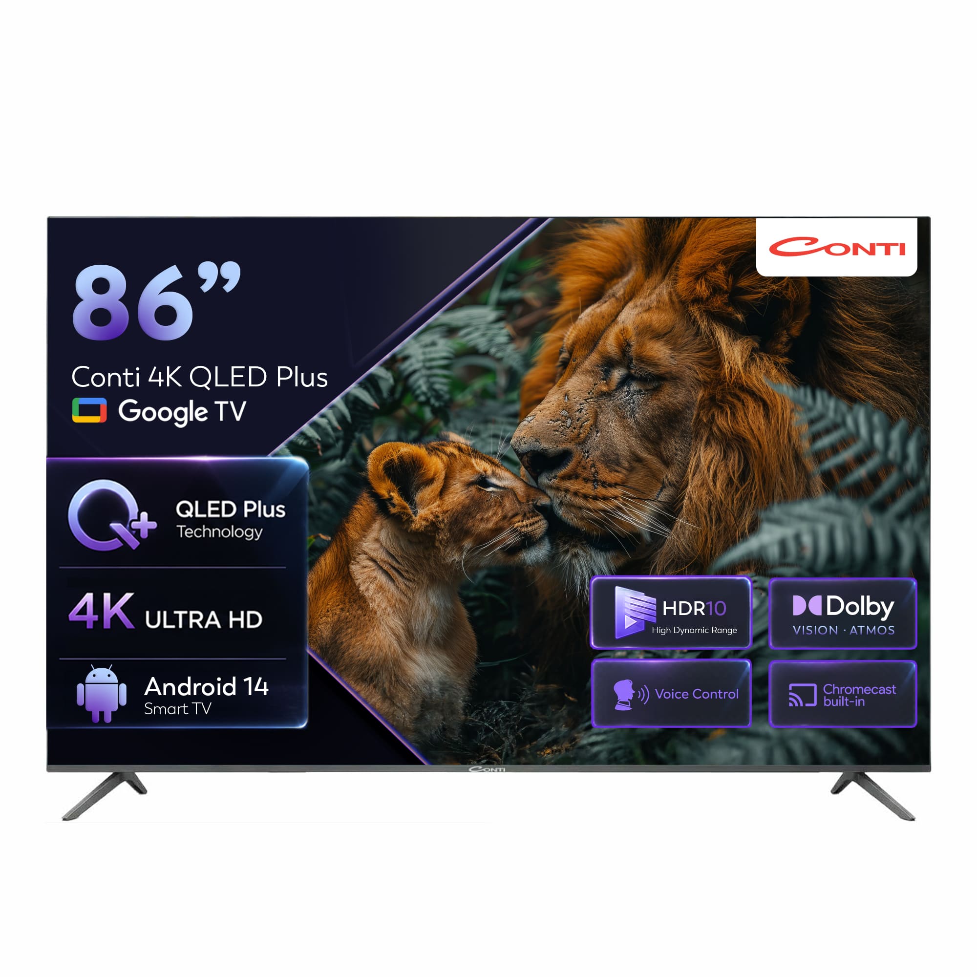 86”-4K-QLED-Plus-Google-TV-(CT86OG300U)RV1 Conti CT86OG300U 86" 4K QLED PLUS UHD Frameless Google Tv - Görsel 1